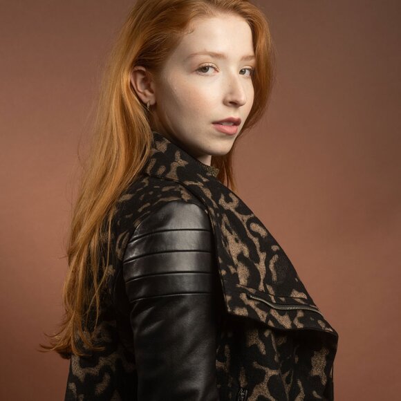 Unique Diane Von Furstenberg Lamb Leather Animal Print Biker Jacket- Size XS - Picture 3 of 13